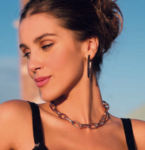 Forever Chic Chunky Link Necklace and Polvere Di Sogni Hoop Earrings