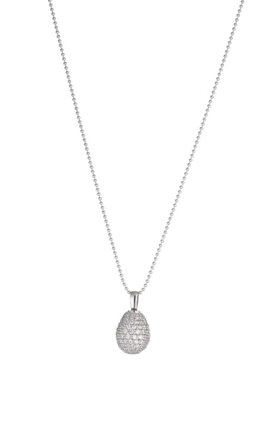 9Nine Silver Enigma Egg Pendant Necklace
