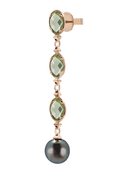 Secret Date Tri Gemstone & Pearl Mono Earring