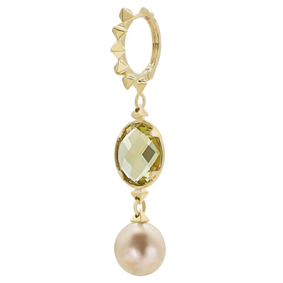 Secret Date Pyramid Gemstone & Pearl Mono Earring