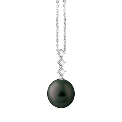Timeless Tri Stone & Pearl Drop Necklace