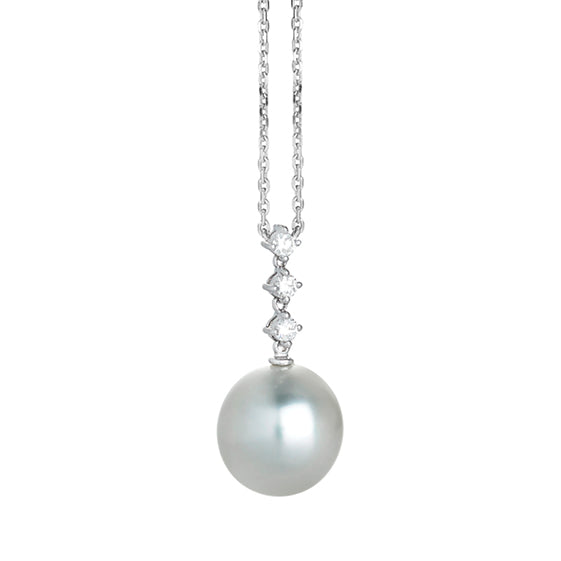 Timeless Tri Stone & Pearl Drop Necklace Alessandra Donà – Timeless – Necklace