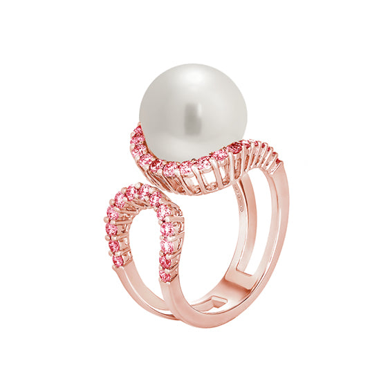 Pearl & Moonstone & White Topaz Ring (PAL-RDR-4006.) | Rananjay Exports