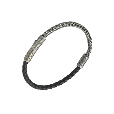 Lash Metal & Leather Woven Bracelet