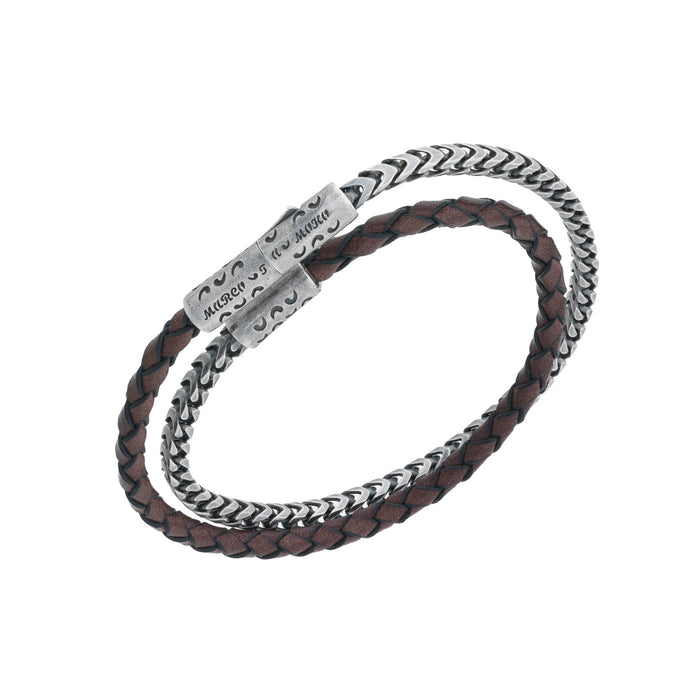 Lash Metal & Leather Double Wrap Woven Bracelet MARCO DAL MASO – Lash – Bracelet