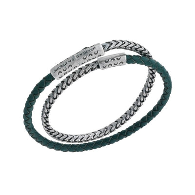 Lash Metal & Leather Double Wrap Woven Bracelet