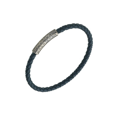 Lash Woven Leather & Engraved Clasp Bracelet