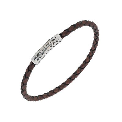 Lash Woven Leather & Engraved Clasp Bracelet