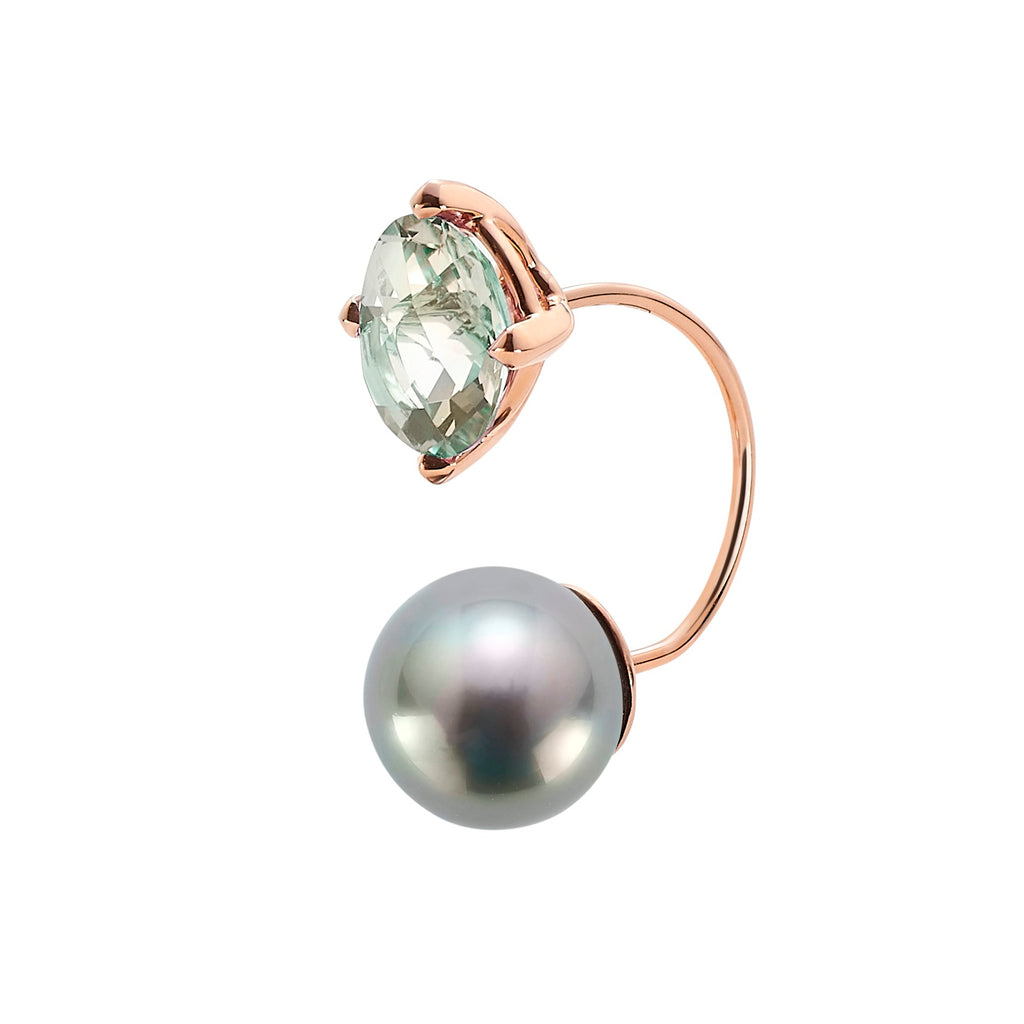 Secret Date Semiprecious Stone & Pearl Mono Earring